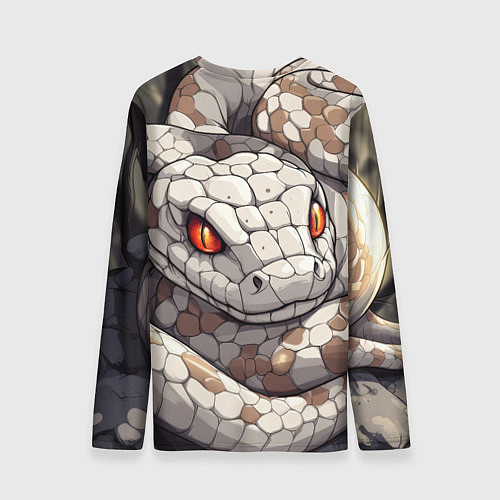 Мужской лонгслив Бежевая змея с красными глазами / 3D-принт – фото 2