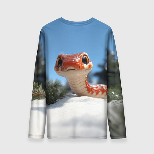 Мужской лонгслив Удивленная новогодняя змейка / 3D-принт – фото 2