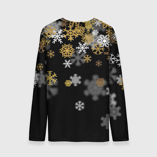 Мужской лонгслив Снежинки объемные золотистые / 3D-принт – фото 2