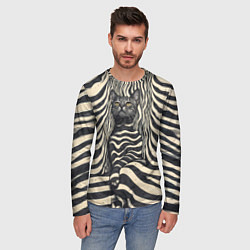 Лонгслив мужской Полосатая киса, цвет: 3D-принт — фото 2