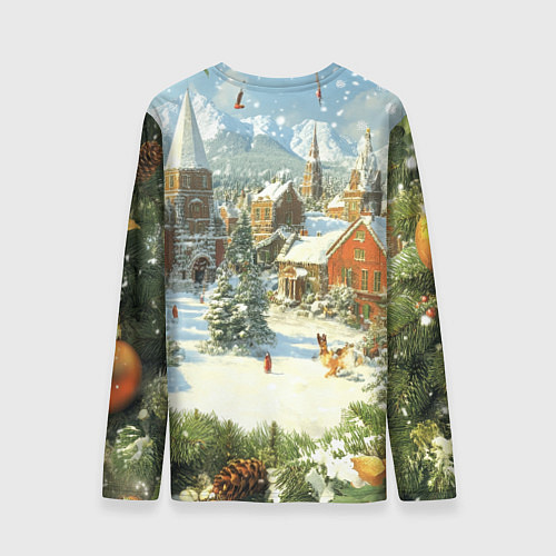 Мужской лонгслив Фон рождества / 3D-принт – фото 2