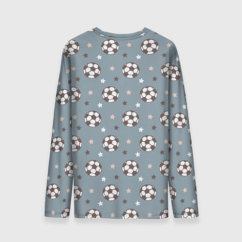 Мужской лонгслив Футбольные мячи и звезды на голубом / 3D-принт – фото 2