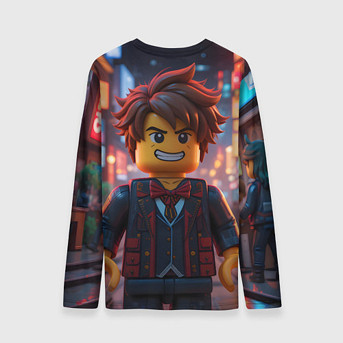 Мужской лонгслив Роблокс вечерние огни / 3D-принт – фото 2
