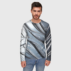 Лонгслив мужской Полированный металл серебряный, цвет: 3D-принт — фото 2