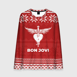 Лонгслив мужской Новогодний Bon Jovi, цвет: 3D-принт