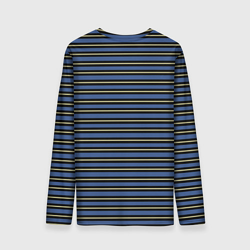 Мужской лонгслив Тёмно-синий с бежевой полосой / 3D-принт – фото 2
