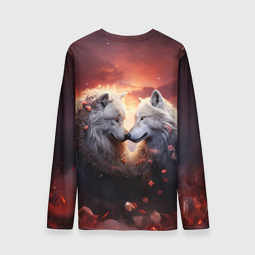Мужской лонгслив Влюбленные волки в цветах / 3D-принт – фото 2