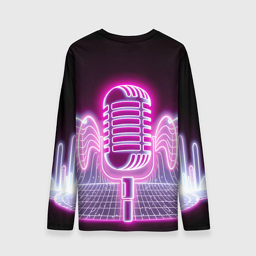 Мужской лонгслив Розовый неоновый микрофон / 3D-принт – фото 2
