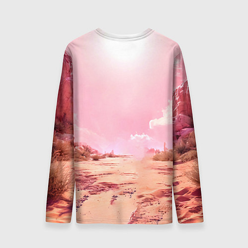 Мужской лонгслив Верблюд в розовой пустыне / 3D-принт – фото 2