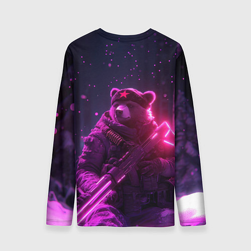 Мужской лонгслив Советский медведь в неоновом свете / 3D-принт – фото 2