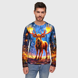 Лонгслив мужской Лосенок в лесу, цвет: 3D-принт — фото 2
