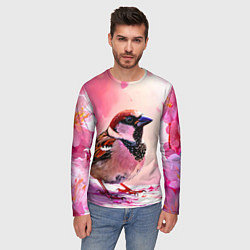 Лонгслив мужской Воробей в розовом, цвет: 3D-принт — фото 2