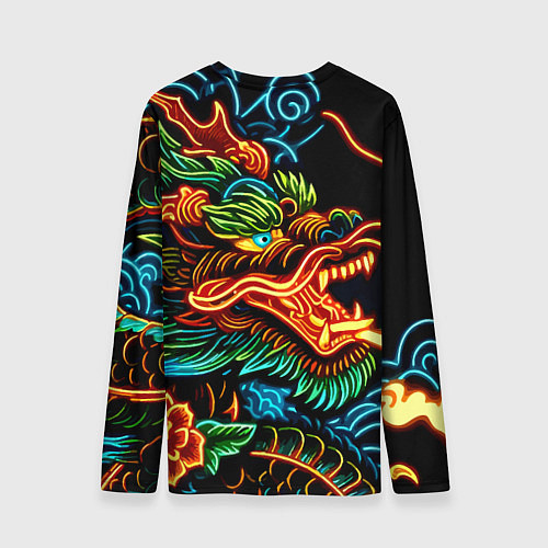 Мужской лонгслив Japanese neon dragon - irezumi / 3D-принт – фото 2