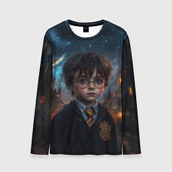 Мужской лонгслив Гарри Поттер и замки на фоне