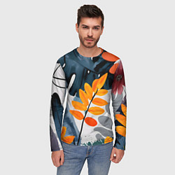 Лонгслив мужской Контрастные листья, цвет: 3D-принт — фото 2