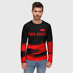 Лонгслив мужской Papa Roach - red gradient посередине, цвет: 3D-принт — фото 2
