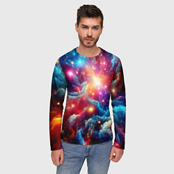 Лонгслив мужской Colorfull neon space clouds - ai art fantasy, цвет: 3D-принт — фото 2