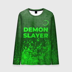 Мужской лонгслив Demon Slayer - green gradient посередине