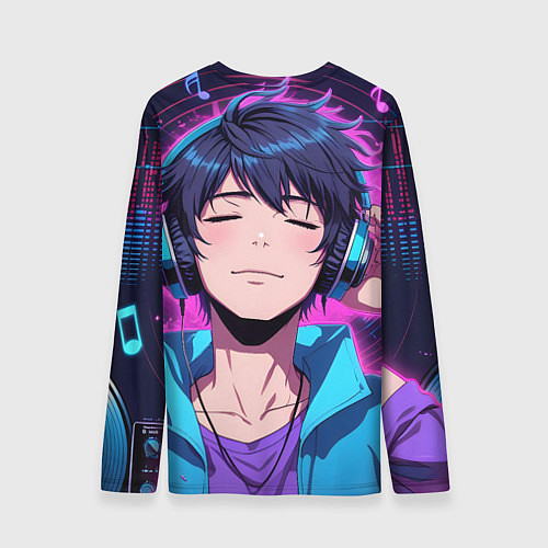 Мужской лонгслив Любитель музыки / 3D-принт – фото 2