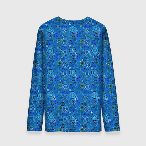 Мужской лонгслив Этнический синий деревенский абстрактный узор / 3D-принт – фото 2