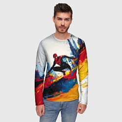 Лонгслив мужской Человек - паук и пролитая краска, цвет: 3D-принт — фото 2