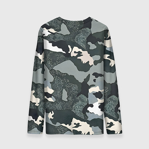 Мужской лонгслив Темно зеленый камуфляж / 3D-принт – фото 2