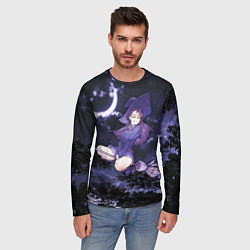 Лонгслив мужской Веселая ведьма летит на шабаш, цвет: 3D-принт — фото 2