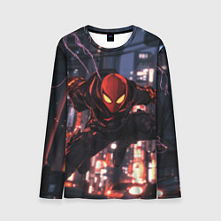 Лонгслив мужской Человек паук в черном, цвет: 3D-принт