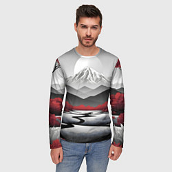 Лонгслив мужской Белые горы и красные деревья, цвет: 3D-принт — фото 2