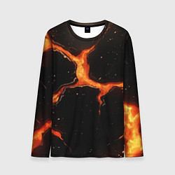 Мужской лонгслив Оранжевый разлом на черной текстуре