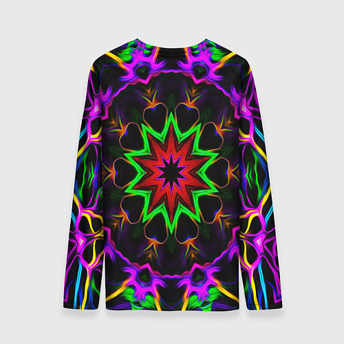 Мужской лонгслив Неоновая геометрия узоры / 3D-принт – фото 2