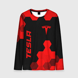 Лонгслив мужской Tesla - red gradient вертикально, цвет: 3D-принт
