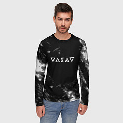 Лонгслив мужской Ведьмак лого серые краски, цвет: 3D-принт — фото 2