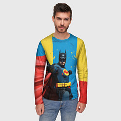 Лонгслив мужской Бэтмен предупреждает, цвет: 3D-принт — фото 2