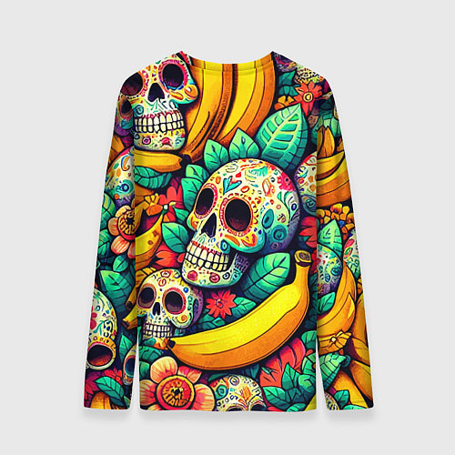 Мужской лонгслив Паттерн из черепов и бананов - нейроарт / 3D-принт – фото 2