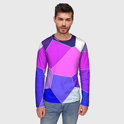 Лонгслив мужской Сине-розовый крупные фрагменты, цвет: 3D-принт — фото 2