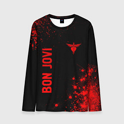Лонгслив мужской Bon Jovi - red gradient вертикально, цвет: 3D-принт