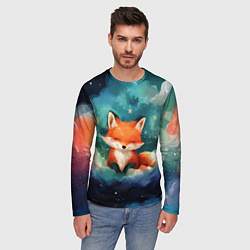 Лонгслив мужской Лисенок на облаках, цвет: 3D-принт — фото 2