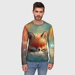 Лонгслив мужской Лисенок спит на облаке, цвет: 3D-принт — фото 2