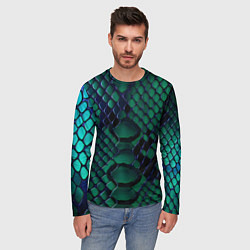 Лонгслив мужской Бирюзовая змеиная кожа, цвет: 3D-принт — фото 2