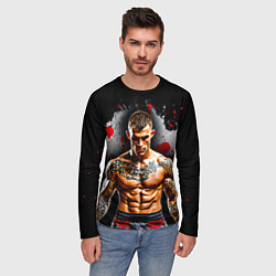 Лонгслив мужской Дастин Порье на черном, цвет: 3D-принт — фото 2