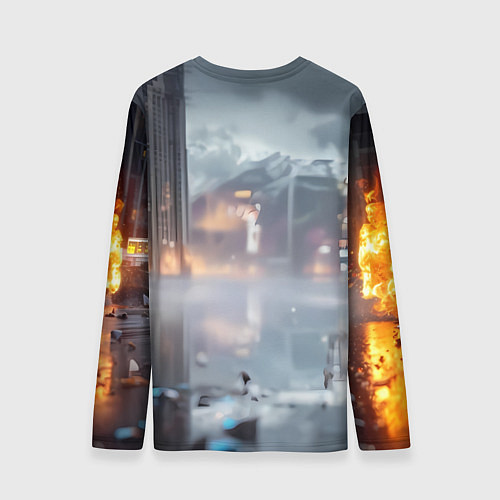 Мужской лонгслив BMW синие фары дождливая погода / 3D-принт – фото 2