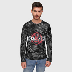 Лонгслив мужской Кукрыниксы логотип на фоне гитар, цвет: 3D-принт — фото 2