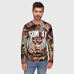 Лонгслив мужской Sum 41 на фоне кролика и гитар, цвет: 3D-принт — фото 2