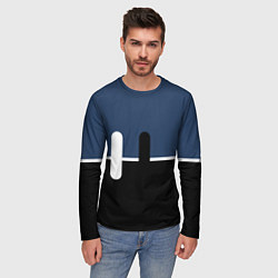 Лонгслив мужской Простая абстракция сине-чёрный с белым, цвет: 3D-принт — фото 2