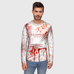 Лонгслив мужской Кровь с царапинами заляпанная, цвет: 3D-принт — фото 2