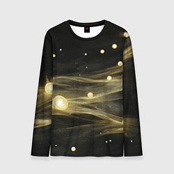 Мужской лонгслив Золотистый свет на черной текстуре
