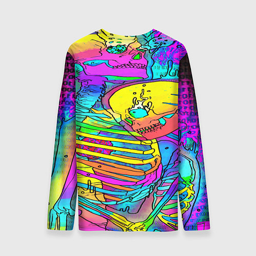 Мужской лонгслив Черепа неоновые краски / 3D-принт – фото 2