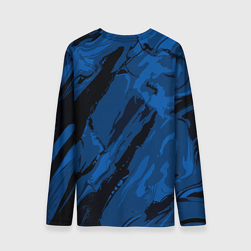 Мужской лонгслив Тёмный синий абстракция / 3D-принт – фото 2
