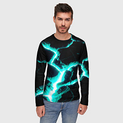 Лонгслив мужской Color light blue black, цвет: 3D-принт — фото 2
